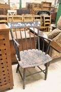 Antique Plank Seat Armchair in Later Paint