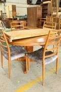 Scandinavian MCM Teak Dining Table and Four JL Moller Chairs