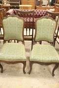 Pair French Provincial Carved Walnut Side Chairs