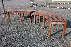 Pair of Teak Demi Lune Benches, Dry Finish