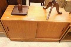 Danish MCM Teak Sliding Door Credenza, Corner Damage