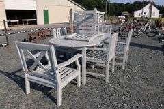 *NO STORAGE*Painted Teak Patio Dining Set