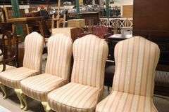 (4) Vintage Painted Backstools, Wear and Tear to Upholstery