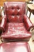 Vintage Maroon Chair and Ottoman