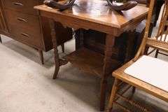 Antique Golden Oak Lamp Table
