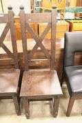 Pair Spanish Colonial Style Oak Hall Chairs