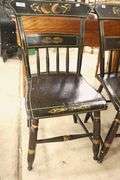 Pair Painted Plank Seat Chairs