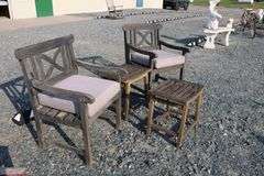 *NO STORAGE* Teak Arm Chairs and Cocktail Tables, Dry Finish