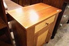 Cabinet-Made Cherry and Birdseye Maple Farmhouse Stand Marked Inside Drawer "K.L.R."