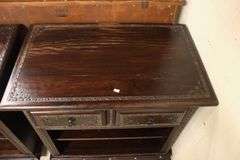Pair Anglo-Indian Carved Nightstands, Finish Wear