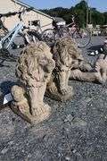 *NO STORAGE* (4) Concrete Lion and Children Garden Sculptures