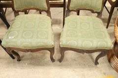 Pair French Provincial Carved Walnut Side Chairs
