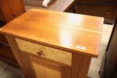 Cabinet-Made Cherry and Birdseye Maple Farmhouse Stand Marked Inside Drawer "K.L.R."