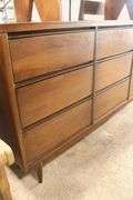 Broyhill MCM Walnut and Laminate Nine Drawer Dresser