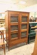 Antique Farmhouse Mixed Woods Punched Tin Pie Safe