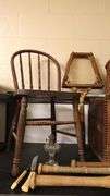 Vintage Wooden Baseball Bats, Salisbury MD Bakery Crate, Chair, Oil Lamp, Basket