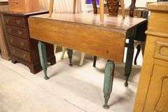 Antique Farmhouse Painted Drop Leaf Table with Scrub Top