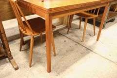 Danish MCM Teak Pop-Up Extension Table and Four Chairs