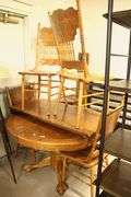 Modern Oak Dining Table and Four Pressed Back Chairs
