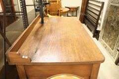 Antique Pine Country Store Work Desk with Computer Monitor Mount