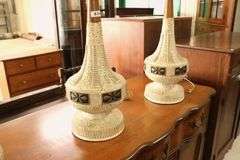 Pair MCM Plaster Lamps, Minor Chips