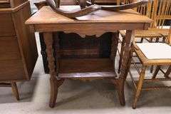 Antique Golden Oak Lamp Table