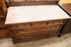 Victorian Marble Top Walnut Dresser