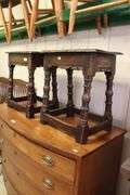 Pair English Mannerist Style Oak Joint Stools, Losses