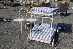 *NO STORAGE* Bar Cart, Cushions, Ice Cream Parlor Chairs