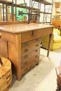 Antique Pine Country Store Work Desk with Computer Monitor Mount
