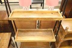 Modern Mango Wood and Metal Three Tier Shelf