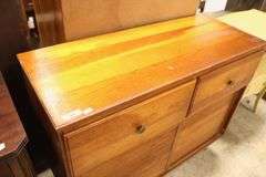 MCM Pine Louver Door Liquor Cabinet