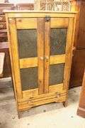 Antique Farmhouse Pine Punched Tin Pie Safe