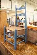 Pennsylvania Ladder Back Rush Seat Char in Later Blue Paint