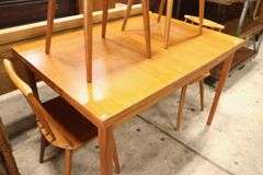 Danish MCM Teak Pop-Up Extension Table and Four Chairs
