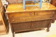 Antique Golden Oak Sideboard, Finish Wear
