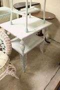 Painted Wicker Two Tier Stand