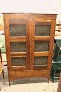 Antique Farmhouse Mixed Woods Punched Tin Pie Safe