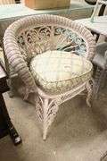 Painted Wicker Vanity Seat