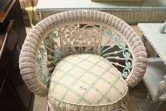 Painted Wicker Vanity Seat