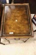 Colonial Revival Mahogany Leather Top End Table