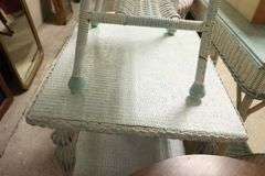 Painted Wicker Two Tier Stand