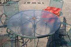*NO STORAGE* Glass Top Wrought Iron Dining Set