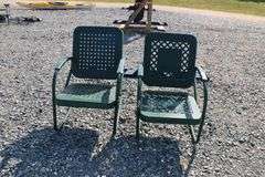 *NO STORAGE* 2 MCM Metal Patio Arm Chairs