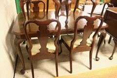 Queen Anne Style Dining Table and Six Chairs