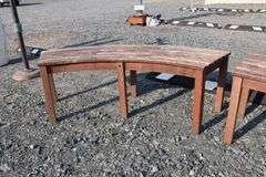 Pair of Teak Demi Lune Benches, Dry Finish