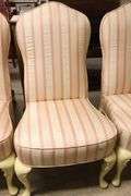 (4) Vintage Painted Backstools, Wear and Tear to Upholstery