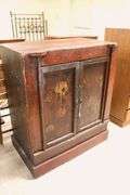 Asian Red Lacquer Floral Decorated Cupboard