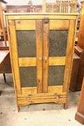 Antique Farmhouse Pine Punched Tin Pie Safe