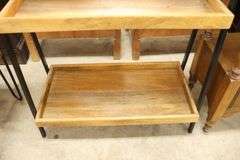 Modern Mango Wood and Metal Three Tier Shelf